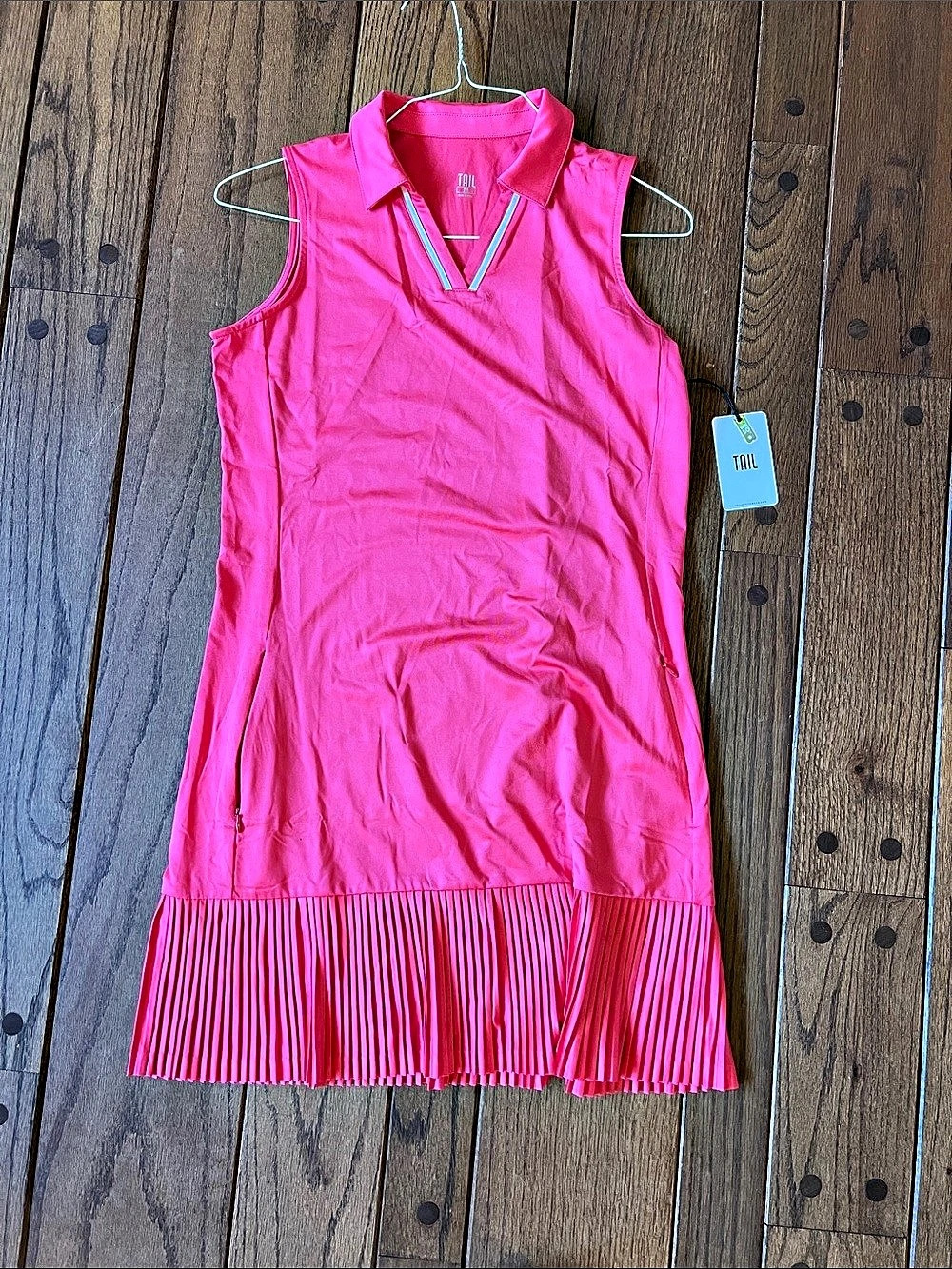 TAIL Activewear Kameron SL Dress Pink Striped Golf Dress Medium